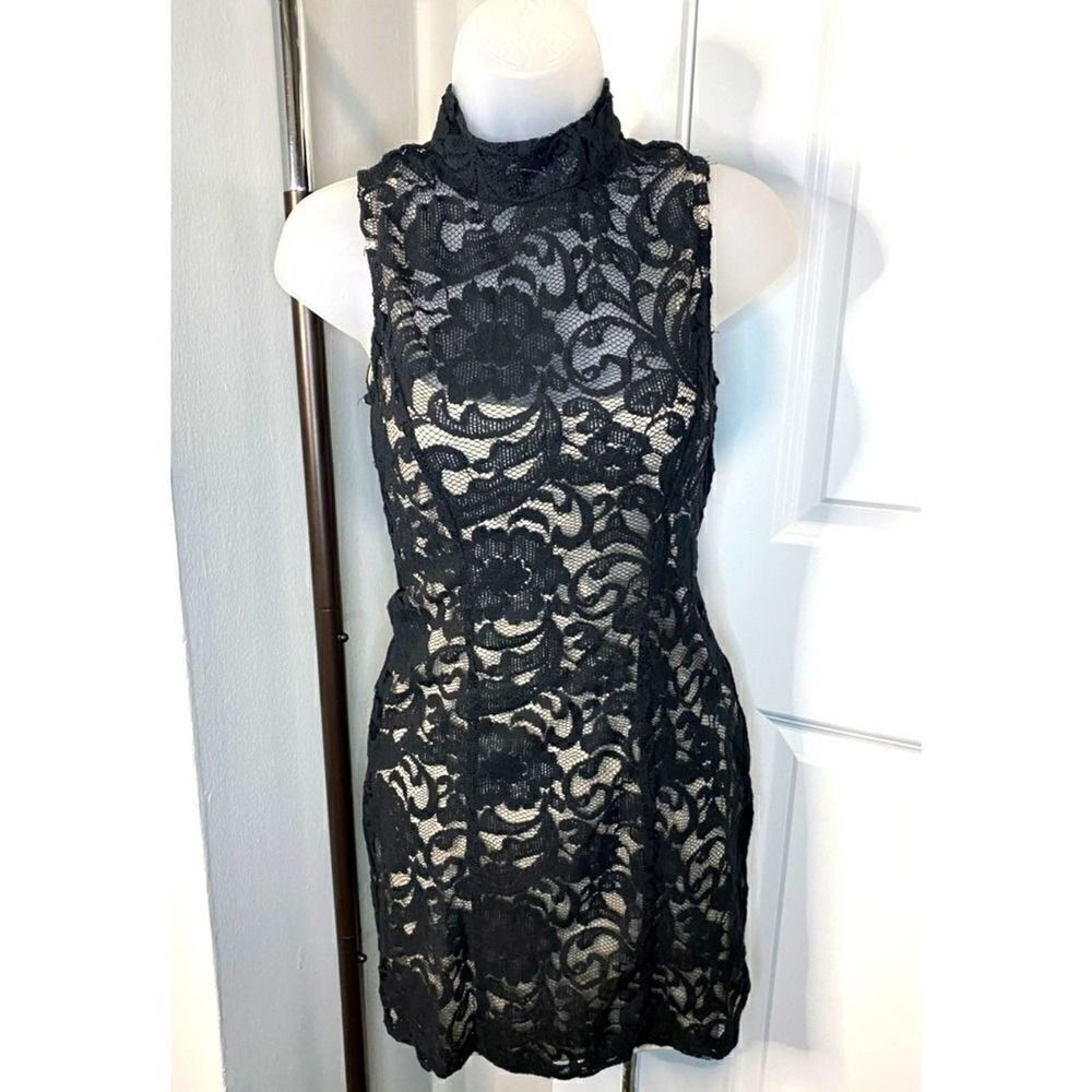 Nwt Monteau Sexy Black Lace Dress M